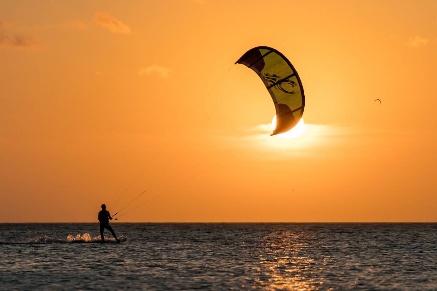 kitesurfing sunset