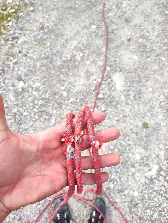 corde escalade coupée chute de pierre