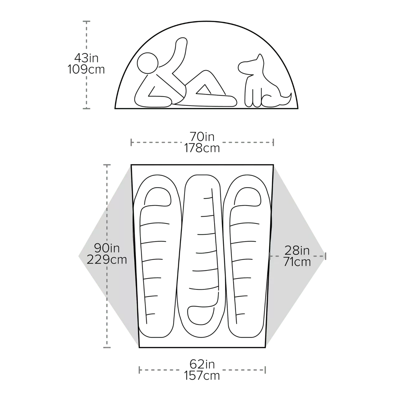 dimension tente copper spur uL3