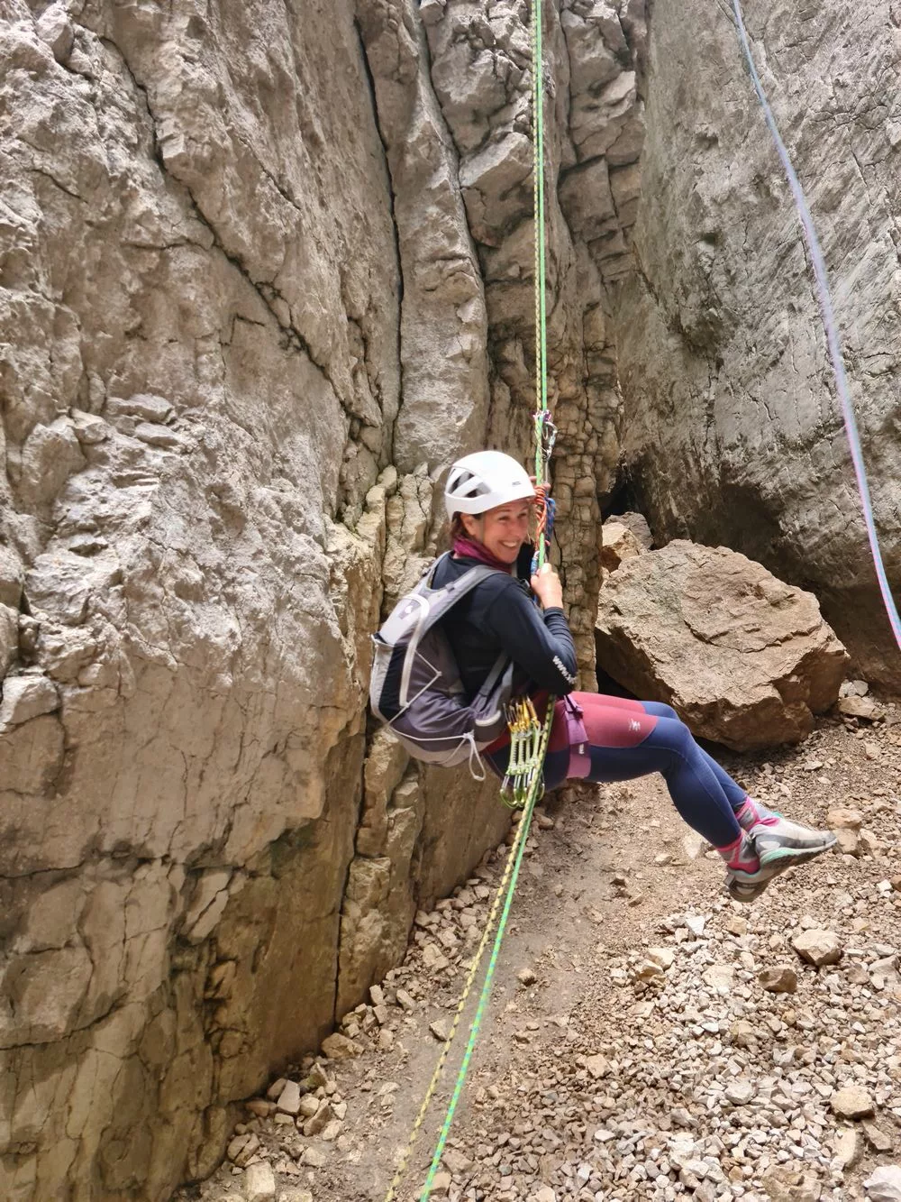 corde à double descente en rappel